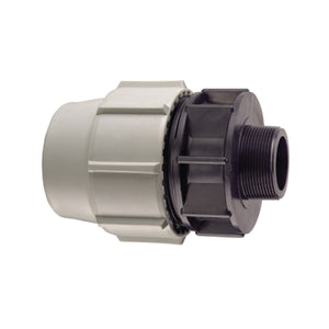 RACCORDO DIRITTO A COMPRESSIONE MASCHIO FEMMINA IN POLIPROPILENE SERIE 7020  BIANCO E NERO PLASSON - Ø16X1/2 PN16  - PSN