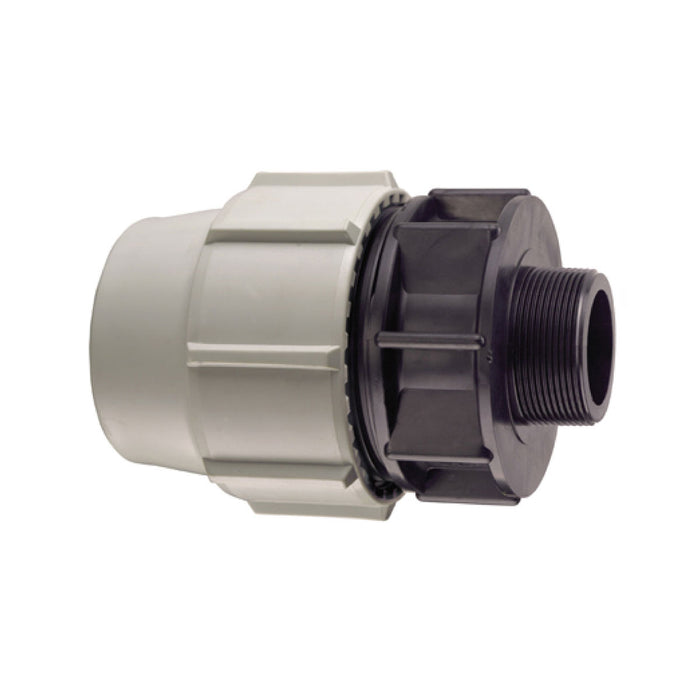 RACCORDO DIRITTO A COMPRESSIONE MASCHIO FEMMINA IN POLIPROPILENE SERIE 7020  BIANCO E NERO PLASSON - Ø16X1/2 PN16  - PSN