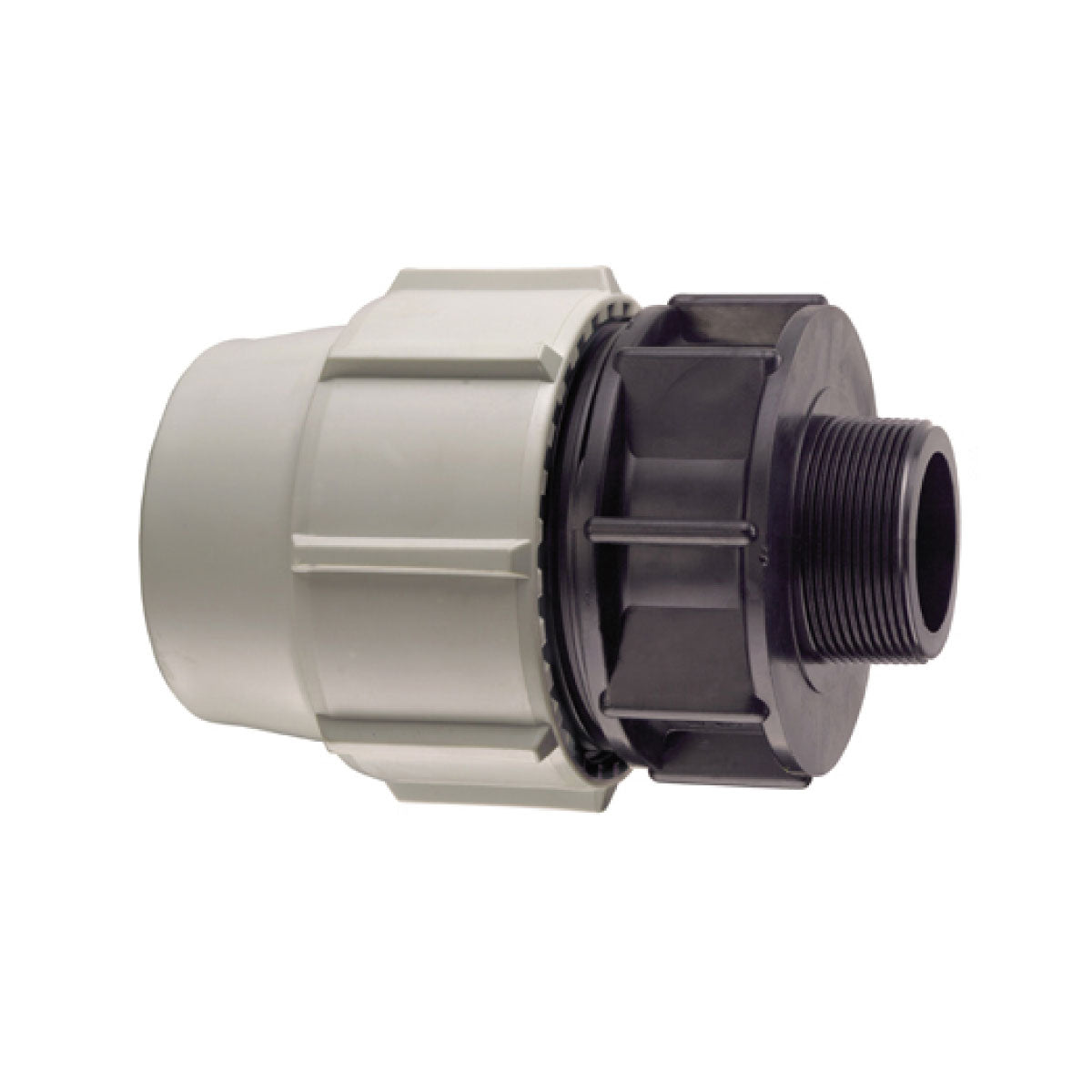 RACCORDO DIRITTO A COMPRESSIONE MASCHIO FEMMINA IN POLIPROPILENE SERIE 7020  BIANCO E NERO PLASSON - Ø40X11/4  PN16  - PSN