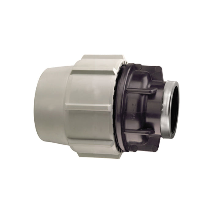 RACCORDO DIRITTO A COMPRESSIONE FEMMINA FEMMINA IN POLIPROPILENE SERIE 7030  BIANCO E NERO PLASSON - Ø32X1 PN16  - PSN