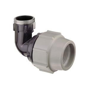 RACCORDO CURVO A COMPRESSIONE FILETTATO FEMMINA FEMMINA IN POLIPROPILENE SERIE 7150 BIANCO E NERO PL - Ø63X2 PN16  - PSN