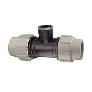 RACCORDO A T A COMPRESSIONE FILETTATO FEMMINA IN POLIPROPILENE SERIE 7140 BIANCO E NERO PLASSON - Ø40X11/4XØ40  PN16  - PSN