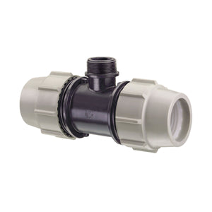 RACCORDO A T A COMPRESSIONE FILETTATO MASCHIO IN POLIPROPILENE SERIE 7840 BIANCO E NERO PLASSON - Ø20X1/2X20  PN16  - PSN