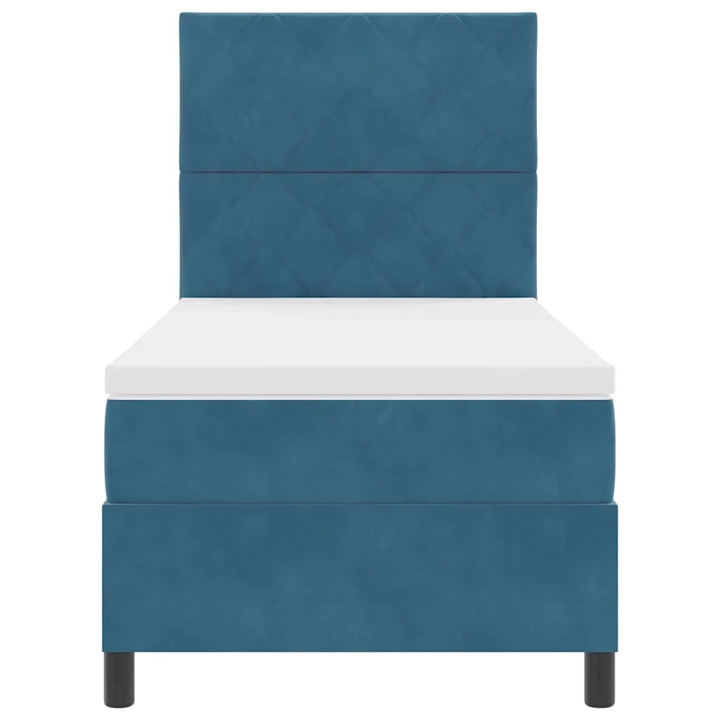 Letto a molle con materasso Blu Scuro 90 x 200 cm Velluto 3339876