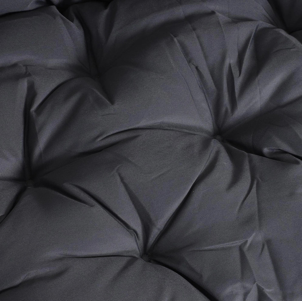 Cuscino per panca 100x98x8 cm con schienale e 6 lacci in poliestere grigio scuro