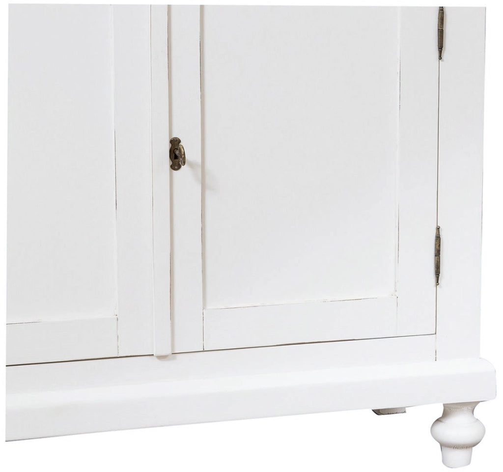 Biscottini Vetrina credenza in legno massello di tiglio finitura bianca anticata L107xPR43xH238 cm. Made in Italy