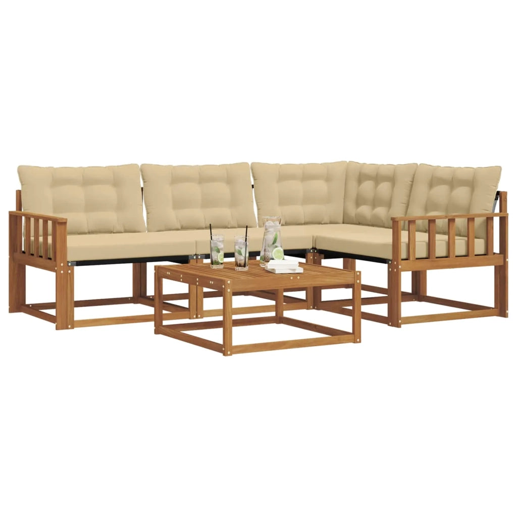 Set di divani da esterno con cuscino 5 pcs Naturale e Beige 3369432