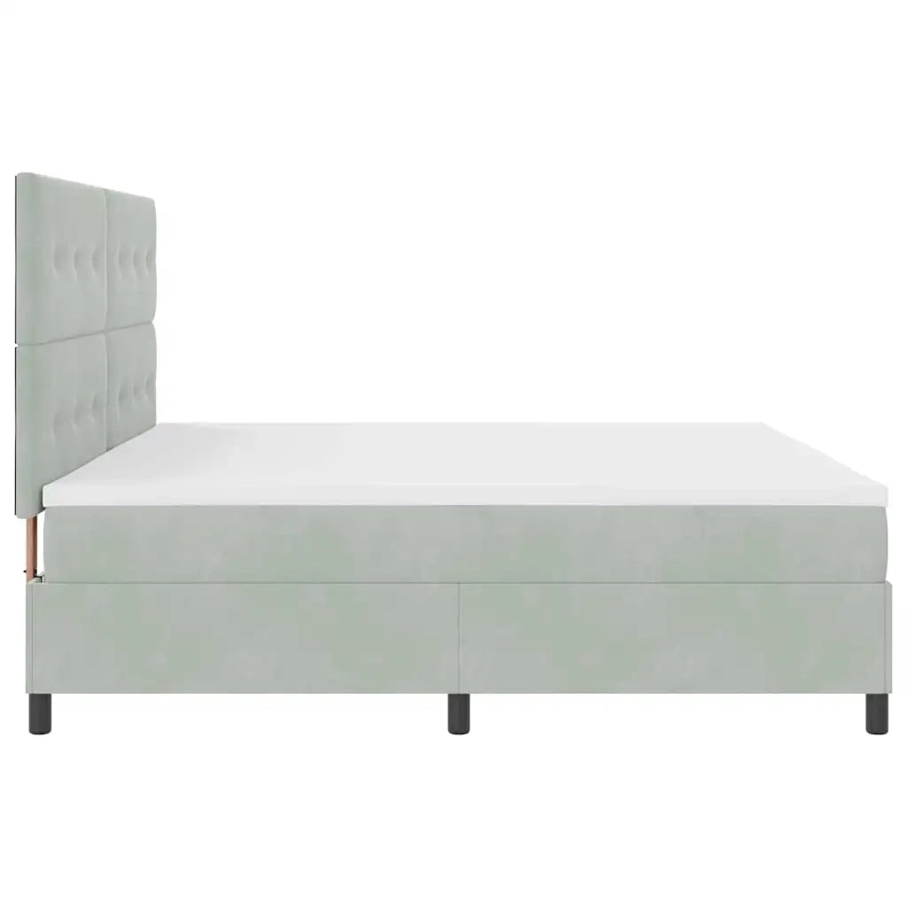Letto a Sorgente LED Grigio chiaro 200 x 200 cm Velluto 3343334