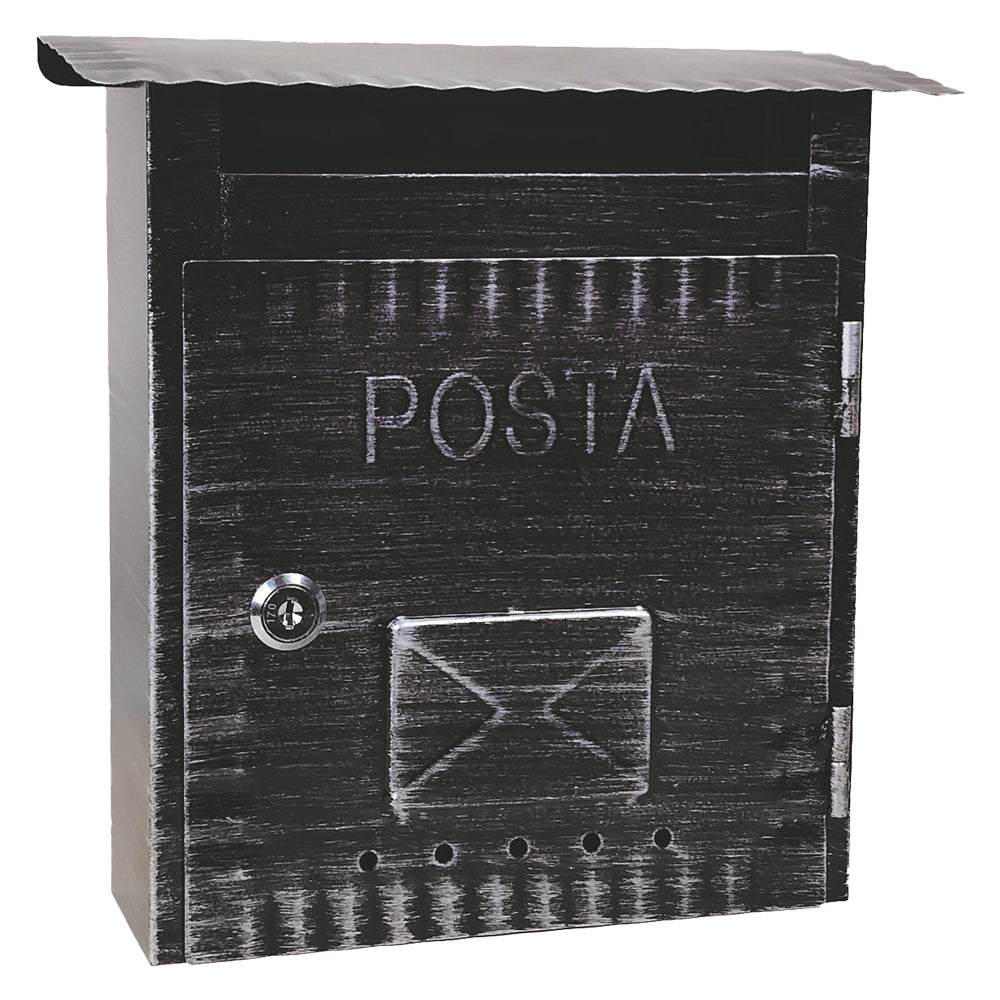 CASSETTA POSTALE 'IBISCO' cm 26x9,7x h 29 - argento antico  - KASART