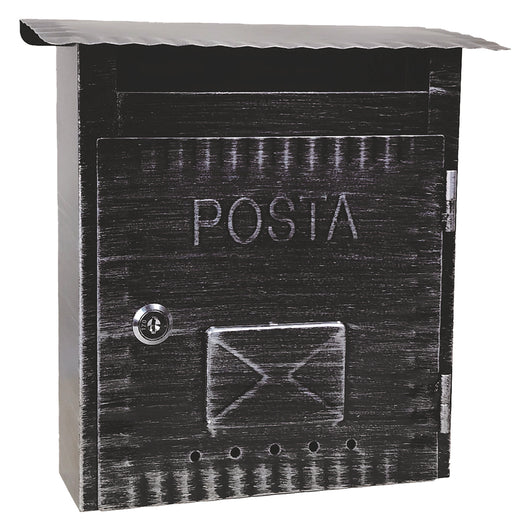 CASSETTA POSTALE 'IBISCO' cm 26x9,7x h 29 - argento antico  - KASART
