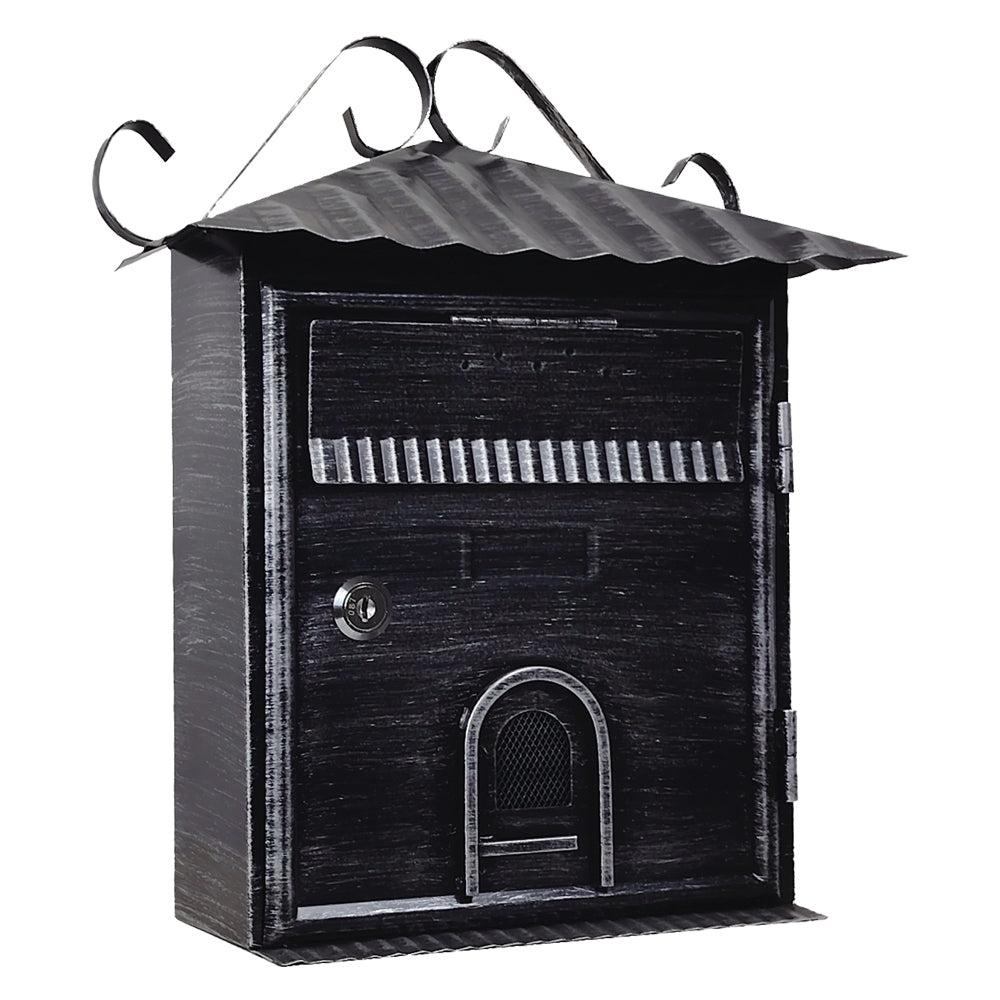 CASSETTA POSTALE 'FIORDALISO' cm 30x10,5x h 36 - argento\nero antico  - KASART