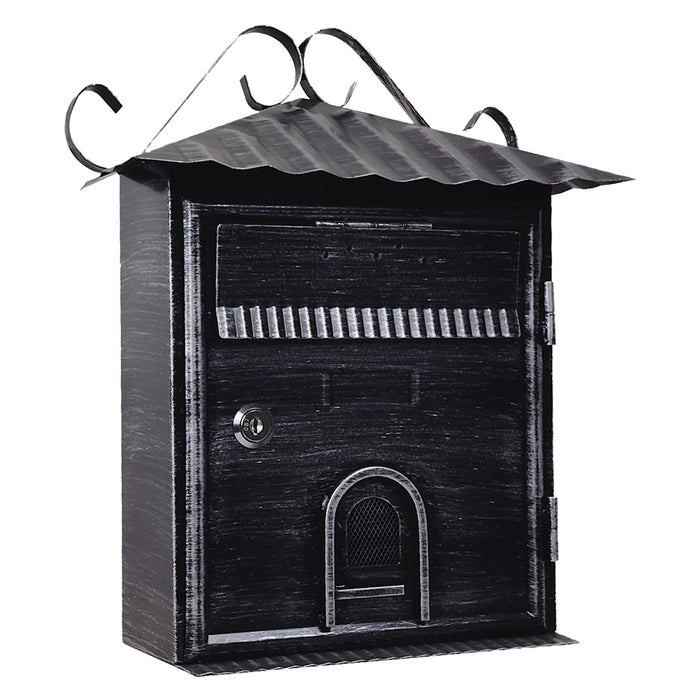 CASSETTA POSTALE 'FIORDALISO' cm 30x10,5x h 36 - argento\nero antico  - KASART