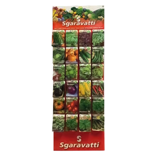 ESPOSITORE VERTICALE IN CARTONE PER BUSTINE SEMI 24 ganci  - SGARAVATTI