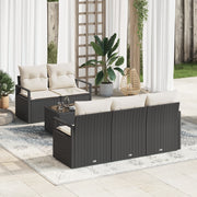 Set di divani da giardino  6 pezzi con cuscini in rattan nero