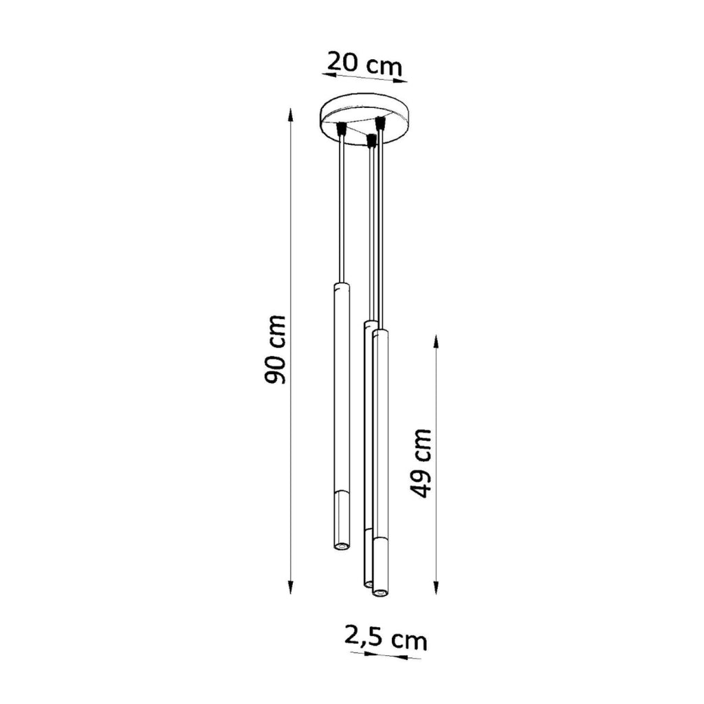 Lampada a sospensione VITREO 3P nero/rame Pure Lume