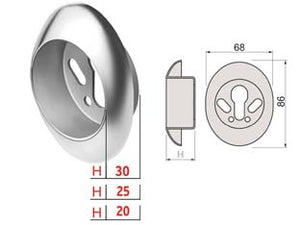 BOCCHETTA ANTISTRAPPO KT52 CROMO SATINATO- - mm.68x86x15h - ø mm.50 (KT5240) - 1 pezzi