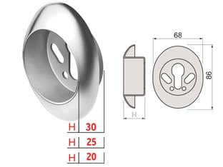BOCCHETTA ANTISTRAPPO KT52 CROMO SATINATO- - mm.68x86x25h - ø mm.50 (KT5238) - 1 pezzi