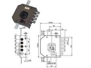 SERRATURA TRIPLICE DA APPLICARE CON SCROCCO CILINDRO EUROPEO G454- - mm.63 DX - 1 pezzi MOIA