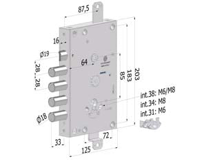SERRATURA TRIPL. APPLIC.P/PORTE BLIND. CIL.EU REV. INT.28 TOPGEAR 1651- (1651SCR0328CXX) - 1 pezzi SECUREMME