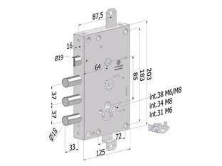 SERRATURA TRIPL. APPLIC P/PORTE BLIND. CIL.EU REV. INT.37 TOPGEAR 1651- (1651SCR0337CXX) - 1 pezzi SECUREMME