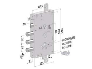 SERRATURA TRIPL. APPLIC P/PORTE BLIND. CIL.EU REV. INT.37 TOPGEAR 1651- (1651SCR0337CXX) - 1 pezzi SECUREMME