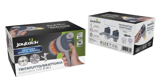 TRITATUTTO GRATTUGIA RICARICABILE 3 IN 1 15 W - contenitore ml 250  - JOYTECK