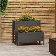 Fioriera-Vaso da Esterno-Contenitore per Piante Grigia 84,5x84x75 cm in Legno Massello di Pino