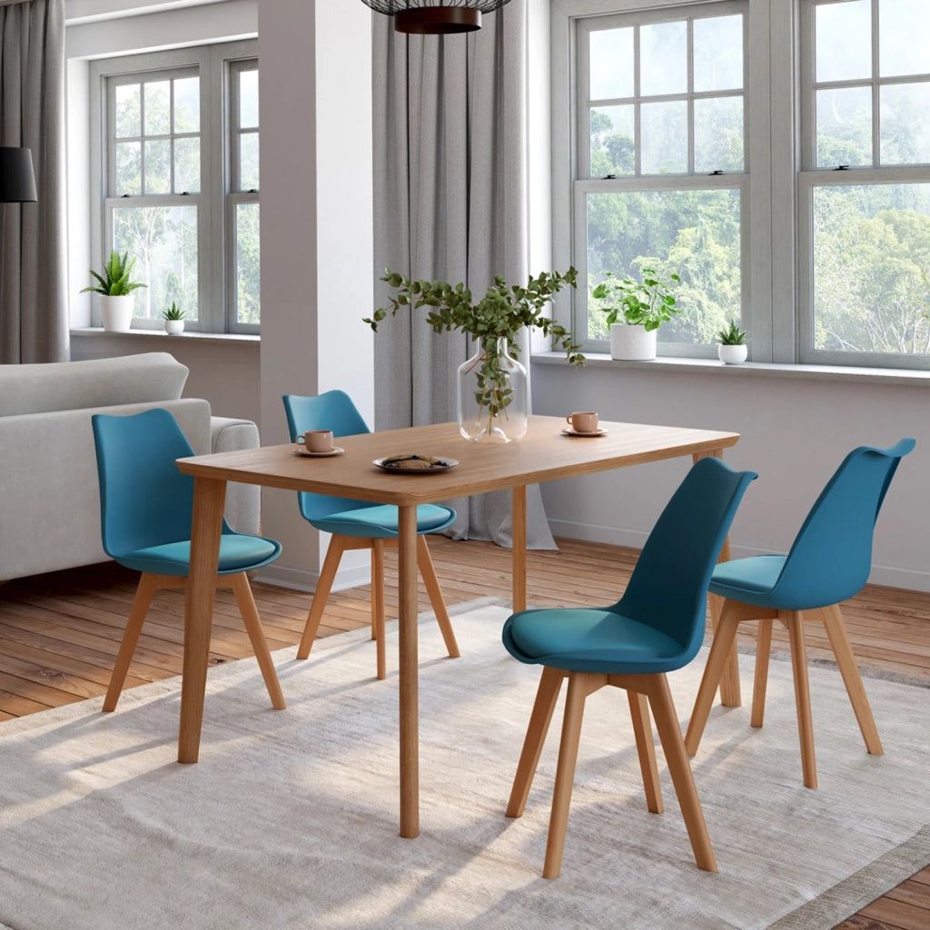 IDMarket - Set di 4 sedie da pranzo scandinave SARA blu anatra