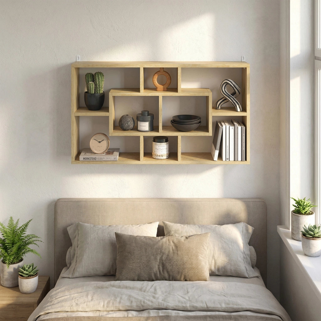 Libreria a Parete 8 Cubi ¨C zephmum ¨C 85x14.5x47.5 cm Rovere