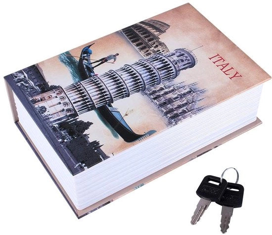 Cassa di Sicurezza con Chiusura a Chiave - Rafforzata - Scatola Carta/Metallo - Deposito Denaro - Deposito Gioielli - Dimensioni 18 x 11,5 x 5,5 cm - Cassa di Sicurezza Rafforzata