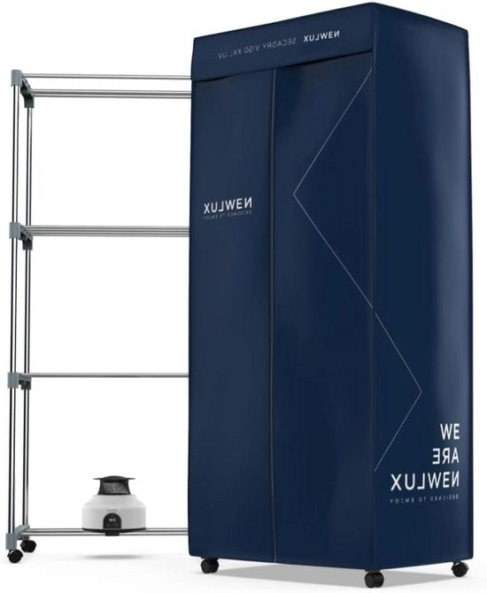 Asciugacapelli Portatile XXL con Ventilazione 1200 W Grande Capacità 15 kg Timer 180 Min 3 Livelli Silenzioso Multifunzionale: Cappa Asciugacapelli Cassettiera Rastrelliera Lavanderia Blu