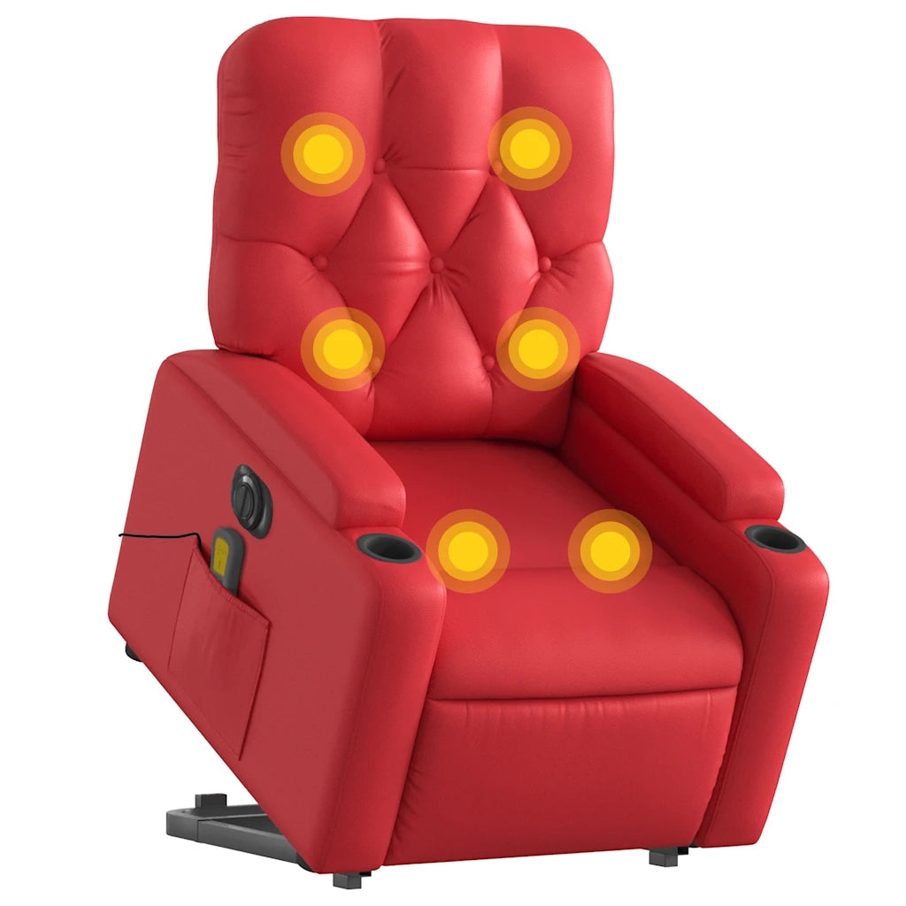 Poltrona Alzapersona Reclinabile Elettrica Rossa in Similpelle 3204798