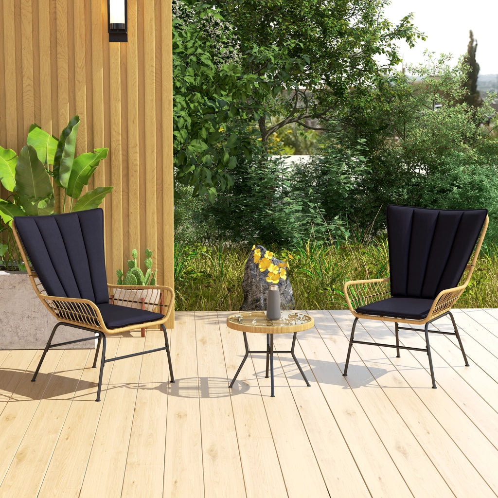 Set Bistrot per Balcone in Polipropilene ¨C zephmum ¨C 76x66x96 cm, Nero