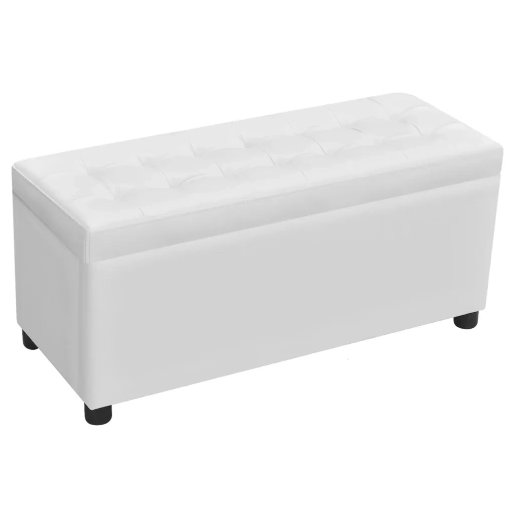 Sgabello con Contenitore in Pelle Artificiale Bianco 242406