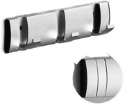 Capocassa adesiva alla pare, porta oscillante, capocassa con grucce estensibili, grucce in alluminio spazieripiene, gruccia per ingresso, bagno, cappello, asciugamano - argento-3 grucce