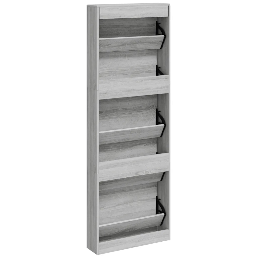 Scarpiera-Scaffale per scarpe Grigio Sonoma 59x17x169 cm in Legno Multistrato