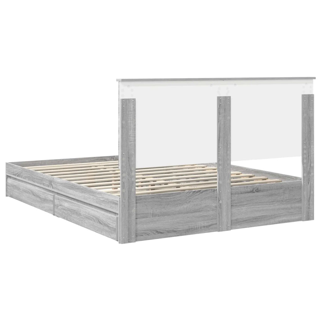 Letto con Contenitore con testiera Grigio Sonoma 150 x 200 cm
