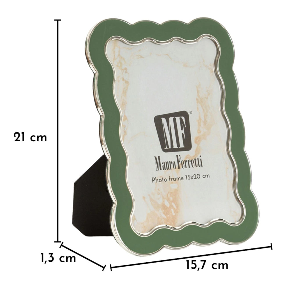 Cornice Charlotte 15,7x1,3x21,1 cm in Zinco e Vetro Verde e Argento