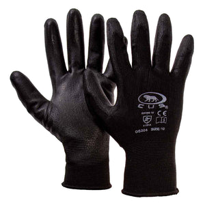 GUANTI POLIESTERE / POLIURETANO Tg. 8 (M) - palmo nero- 12 coppia  - BricoGo