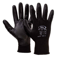 GUANTI POLIESTERE / POLIURETANO Tg. 9 (L) - palmo nero- 12 coppia  - BricoGo