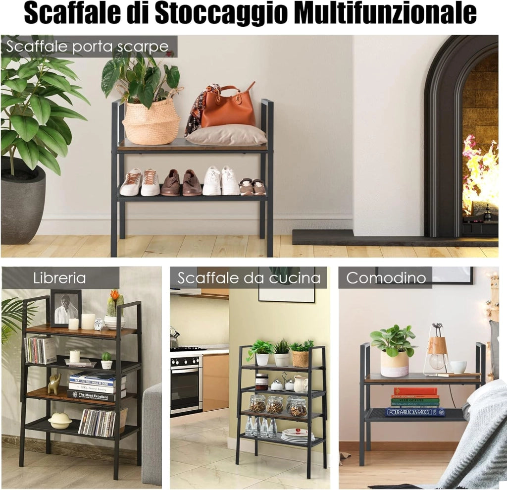 Scaffale di Stoccaggio a 2 Livelli, Scaffale Impilabile con Rete Metallica, Scaffale Compatto e Multiuso per Soggiorno Camera da Letto Ingresso, Carico Massimo: 30kg