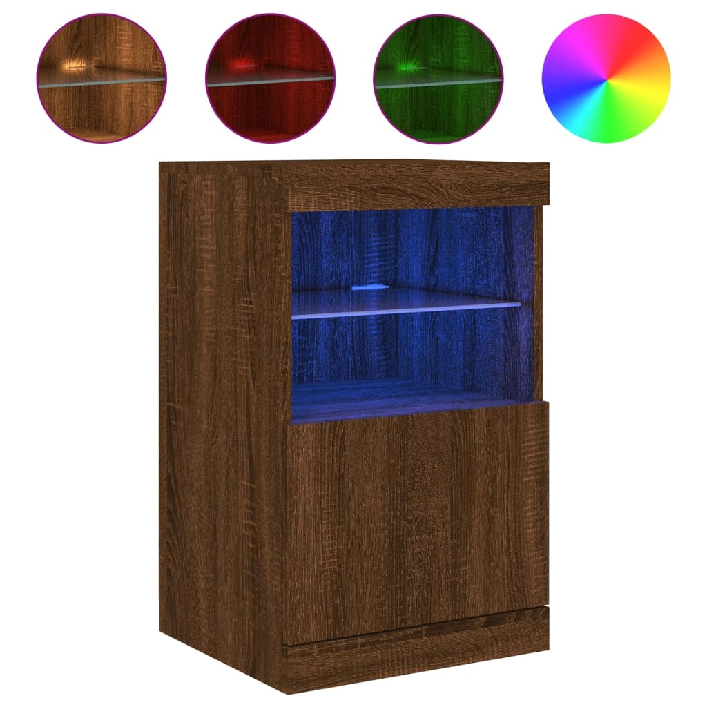 Credenza cassettiera armadio mobile contenitore organizer per cucina soggiorno salotto con luci LED 41 x 37 x 67 cm marrone 02_0029924
