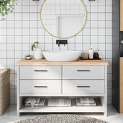 Piano Bagno 140x60x(2-6) cm in Legno Massello Non Trattatocod mxl 119894