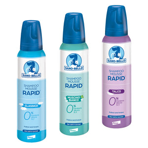 SHAMPOO MOUSSE PER CANE E CUCCIOLI 'RAPID' profumazione classic  - SANO E BELLO