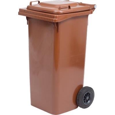 BIDONE QUADRO NETTEZZA URBANA CON RUOTE LT.240  cm.72x58x106h  marrone    ICS