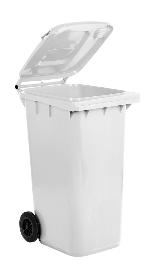 BIDONE QUADRO NETTEZZA URBANA CON RUOTE LT.240  cm.72x58x106h  bianco    ICS