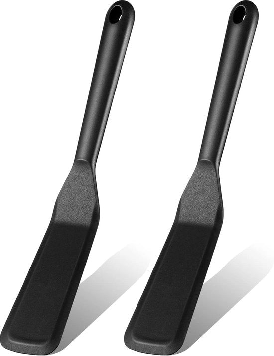 Set di spatole per crêpe a doppia faccia, silicone, sottile, sottile, pieghevole, lungo, resistente al calore, anticaderente, spatola per pannocchie, pizza, pannocchie, bistecca, omelette (nero)