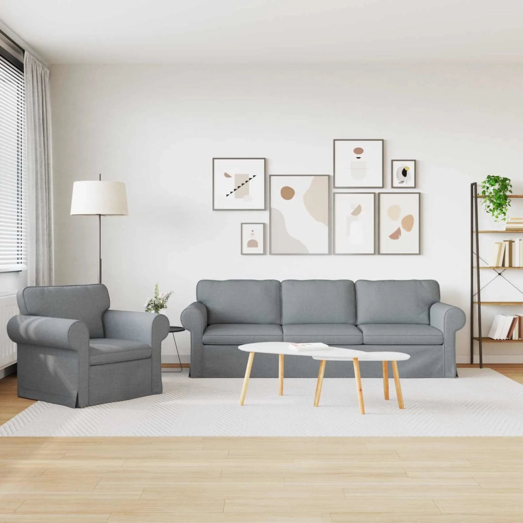 Divano 2 pcs Grigio chiaro 245 x 82 x 80 cm Tessuto