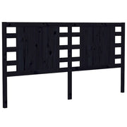 Testiera | Testata per Letto Nera 206x4x100 cm in Legno Massello di Pino