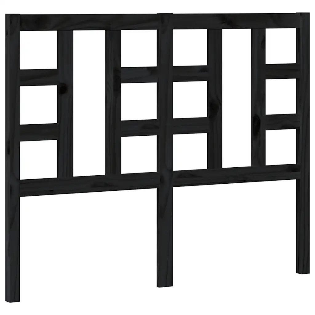 Testiera per Letto Nera 126x4x100 cm in Legno Massello di Pino 817834